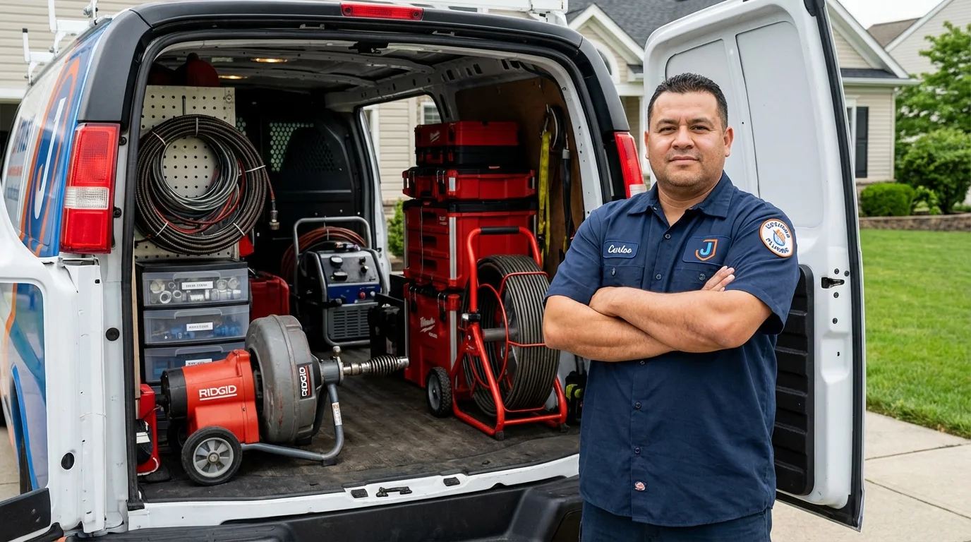 Professional drain cleaning equipment and Johns Plumbing LLC plumber in Spring Valley
