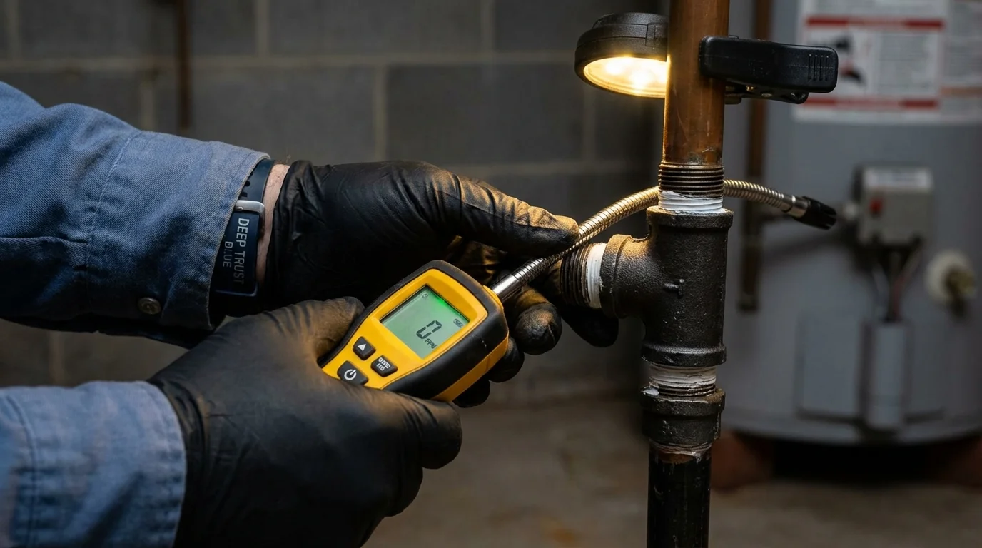 Gas leak detection with electronic sniffer by Johns Plumbing LLC in Spring Valley
