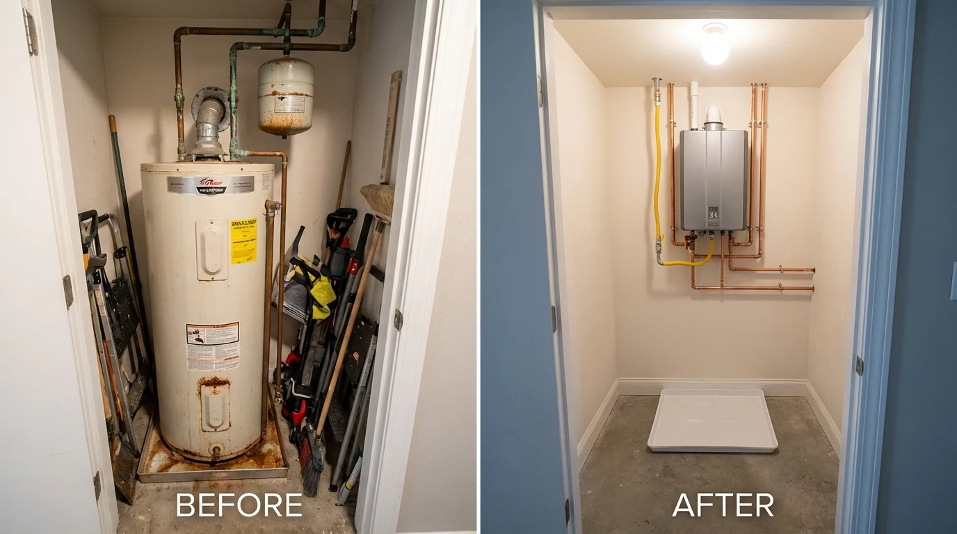 Tank water heater versus wall-mounted tankless unit comparison for Spring Valley, CA homeowners